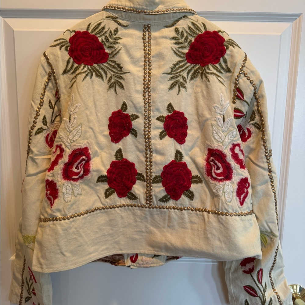 Aratta Floral Embroidered Women's Cotton Moto Jacket - Picture 8 of 8